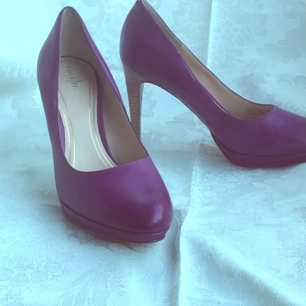 New Cole Haan Leather pumps 8M stacked heel